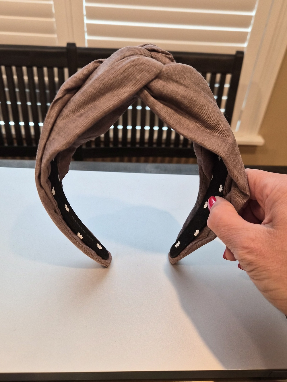 Knotted Fabric Headband in Taupe